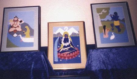 Three framed paintings